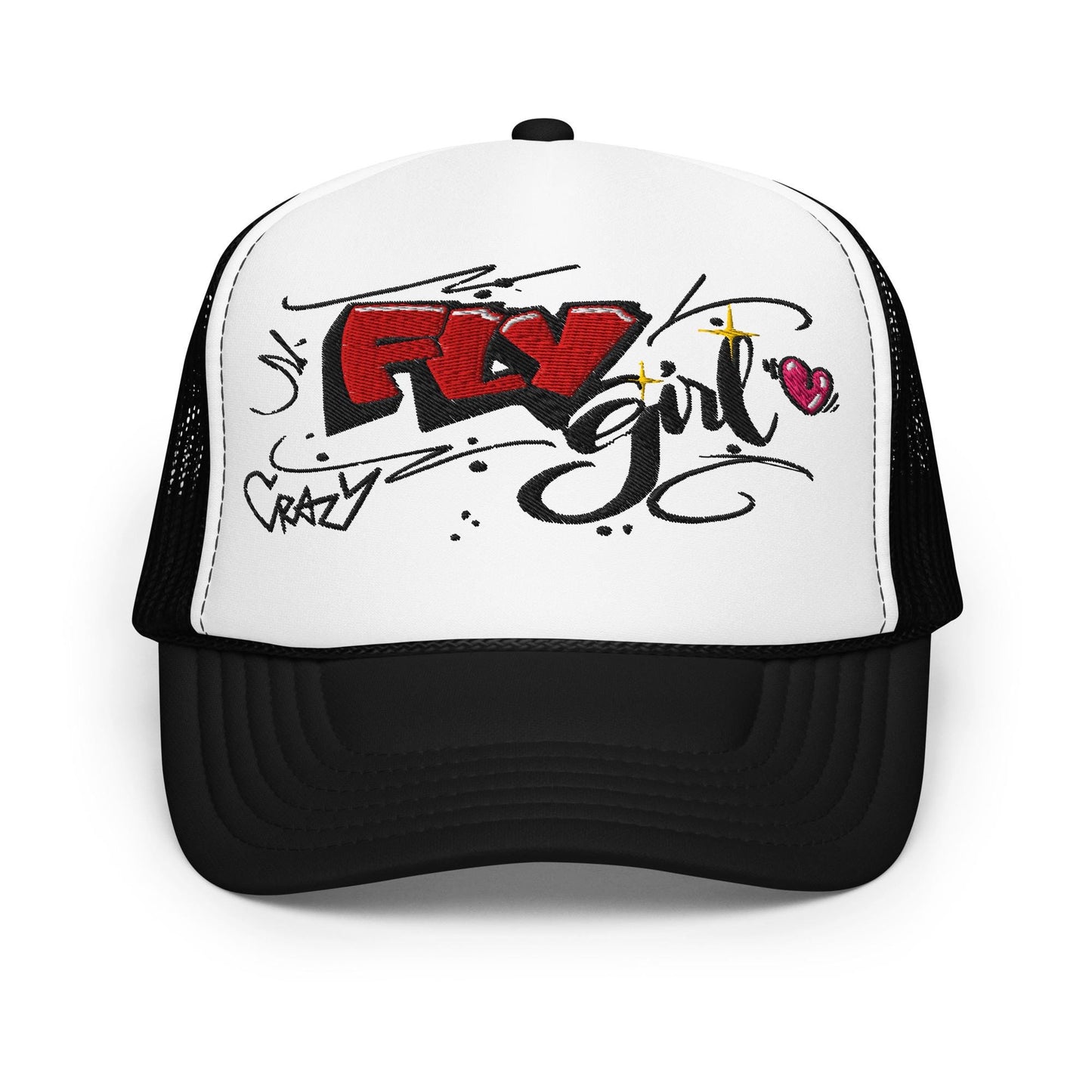 Fly Girl Foam Trucker Hat, Trendy Snapback, Mesh Cap, Outdoor Headwear, Summer Cap, Cool Hat, Casual Style, Gift
