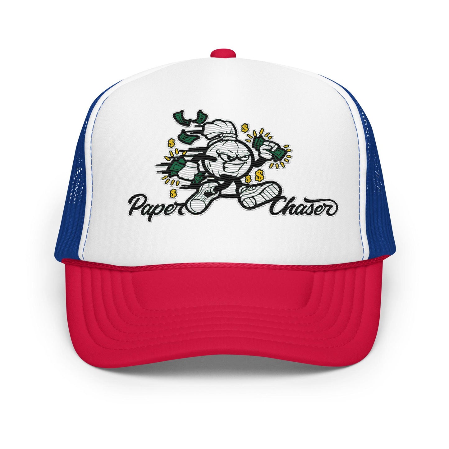 Paper Chaser Foam Trucker Hat, Mesh Back Cap, Unisex Fashion Hat, Stylish Headwear, Vintage Style, Casual Cap