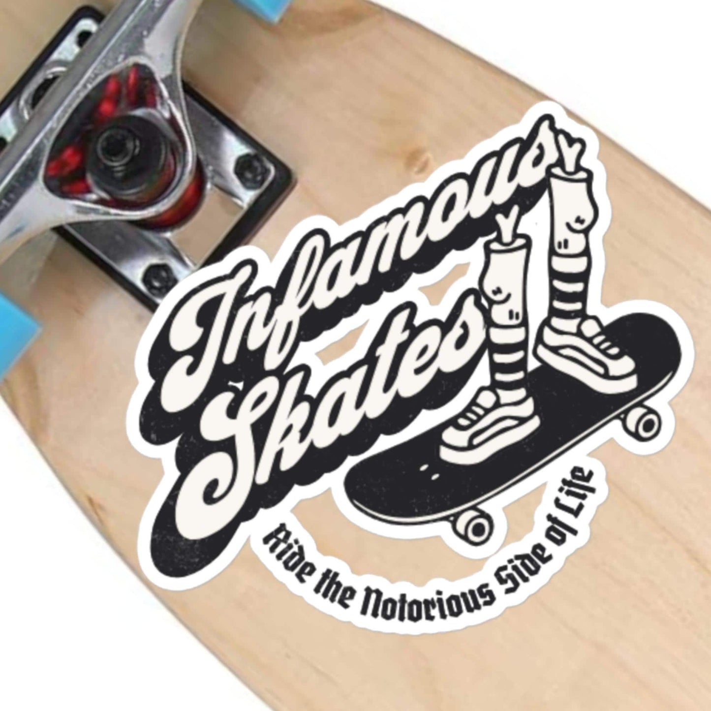 Skateboarding Sticker, Infamous Skates Decal, Roller Skate Sticker, Skater's Gear, Infamous Skates Gift, Skater Art