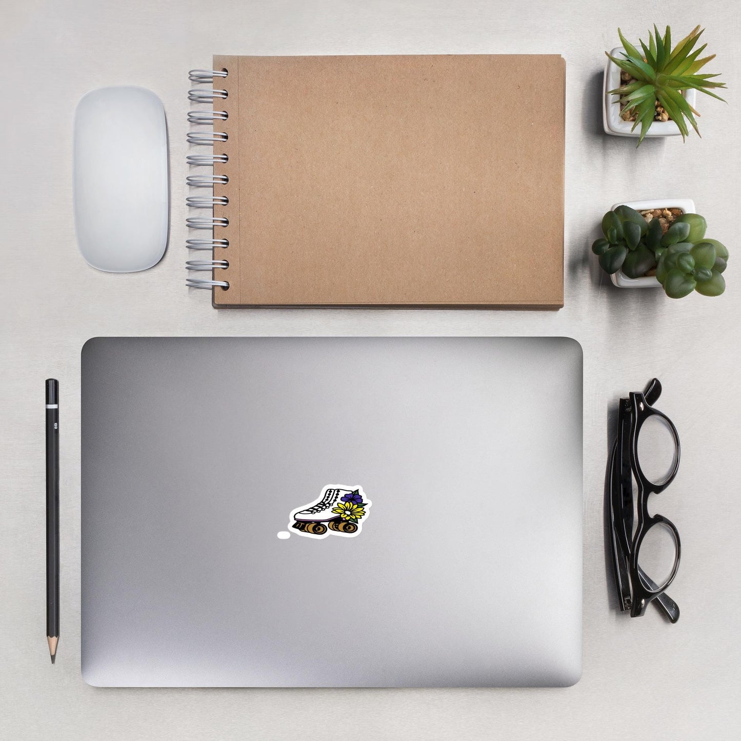 Roller Skate Sticker, Flower Sticker, Skater Decor, Floral Roller Skate Design, Cute Sticker, Sticker for Laptop