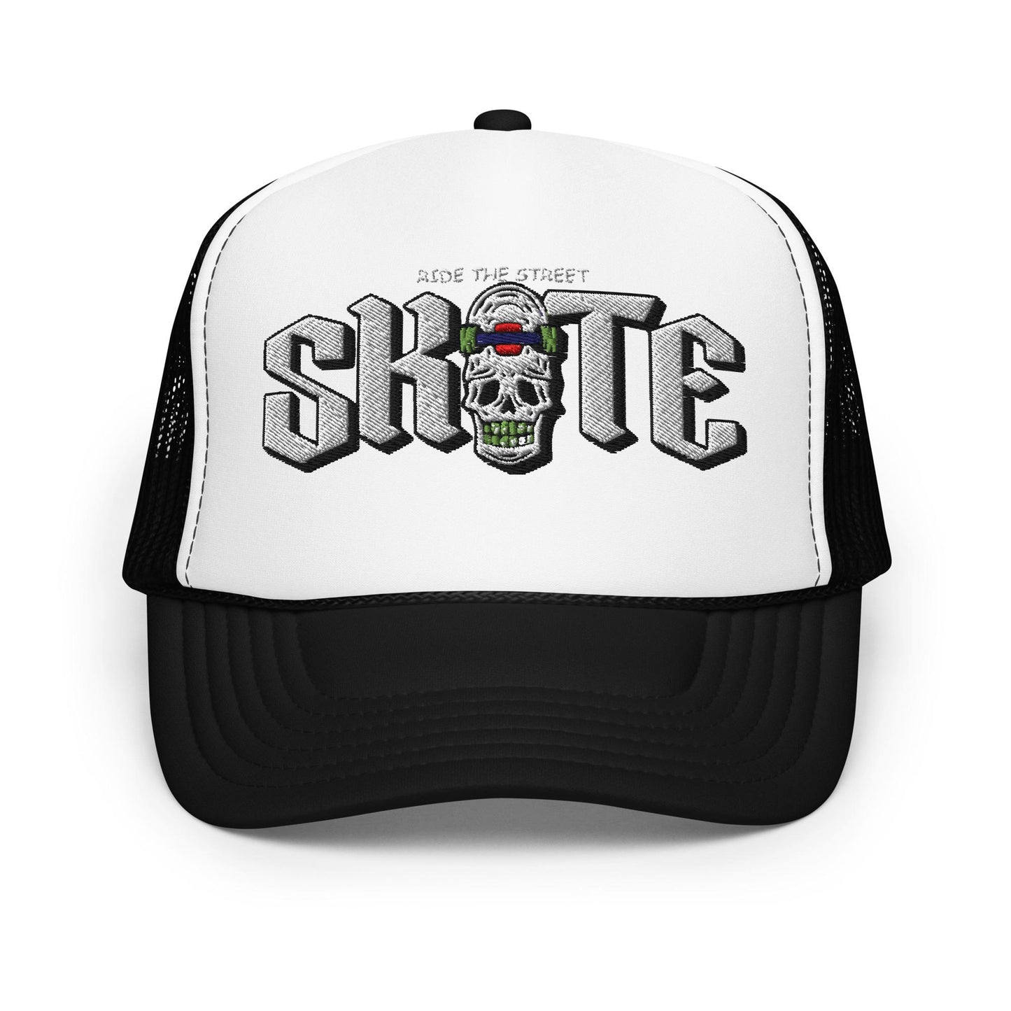 Exclusive Foam Trucker Hat, New City Design Cap, Skull Skateboard Style, Gift for Skaters, Streetwear Hat