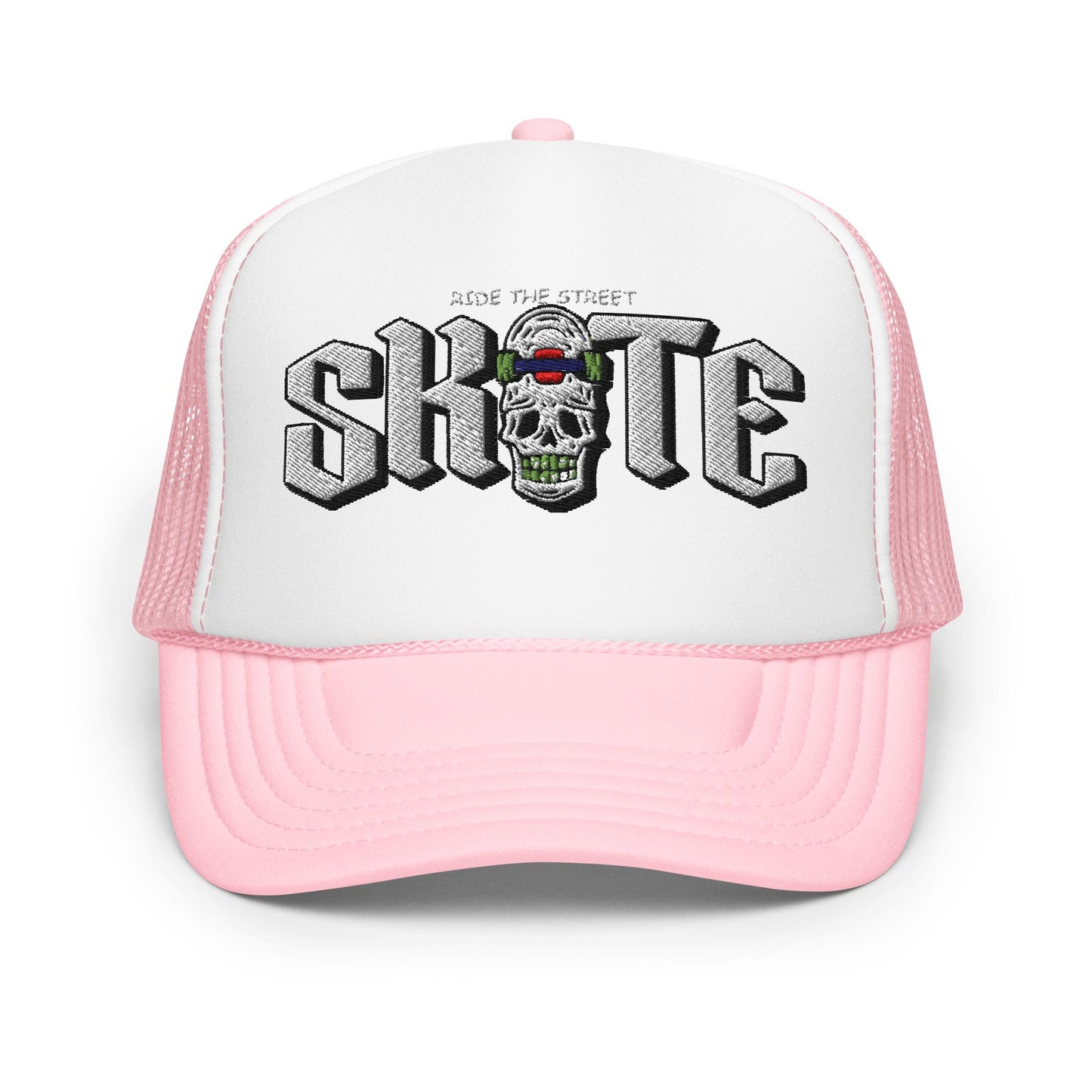 Exclusive Foam Trucker Hat, New City Design Cap, Skull Skateboard Style, Gift for Skaters, Streetwear Hat