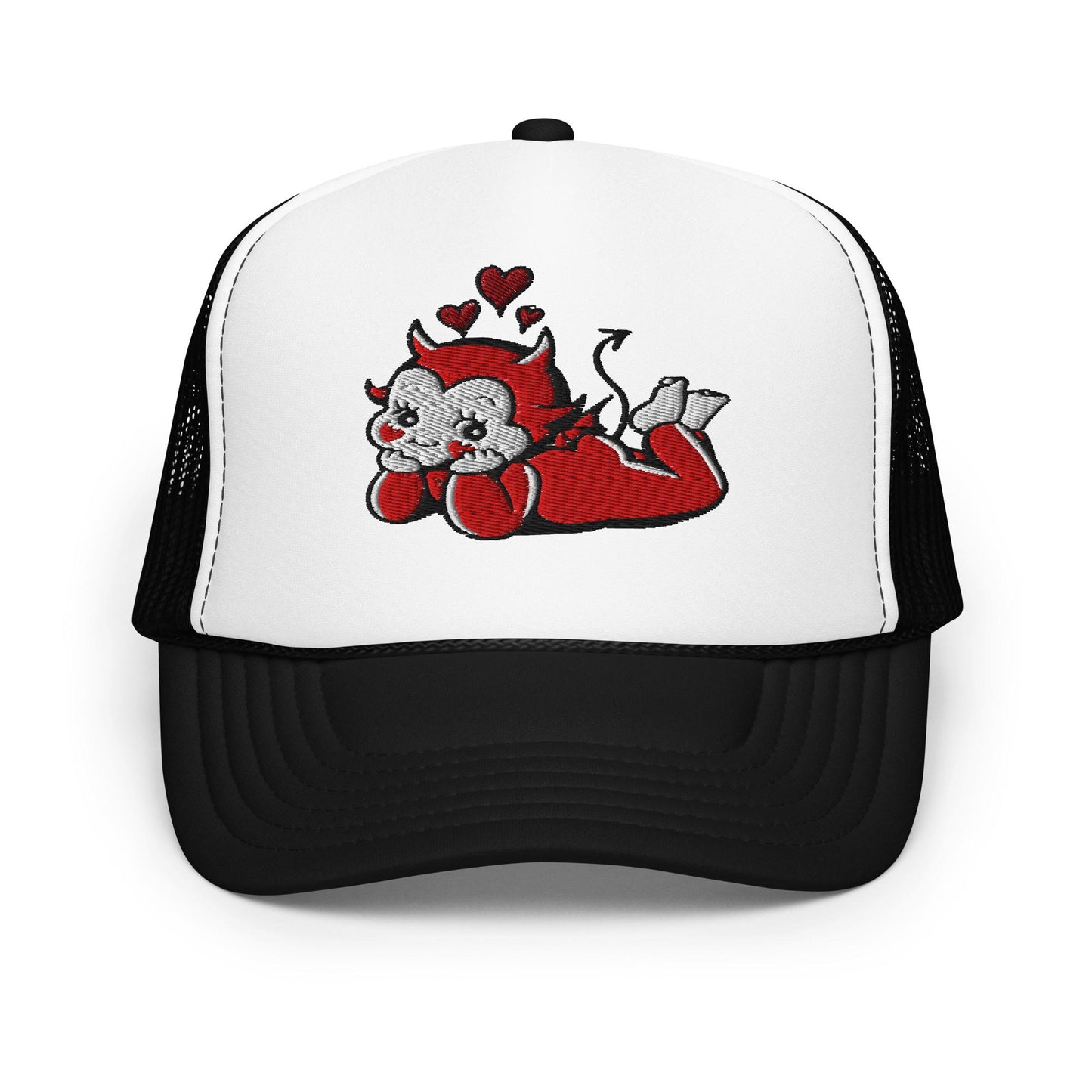 Little Devil Trucker Hat, Funny Foam Hat, Playful Mesh Snapback, Gag Gift Hat, Headwear for Fun, Gift for Her