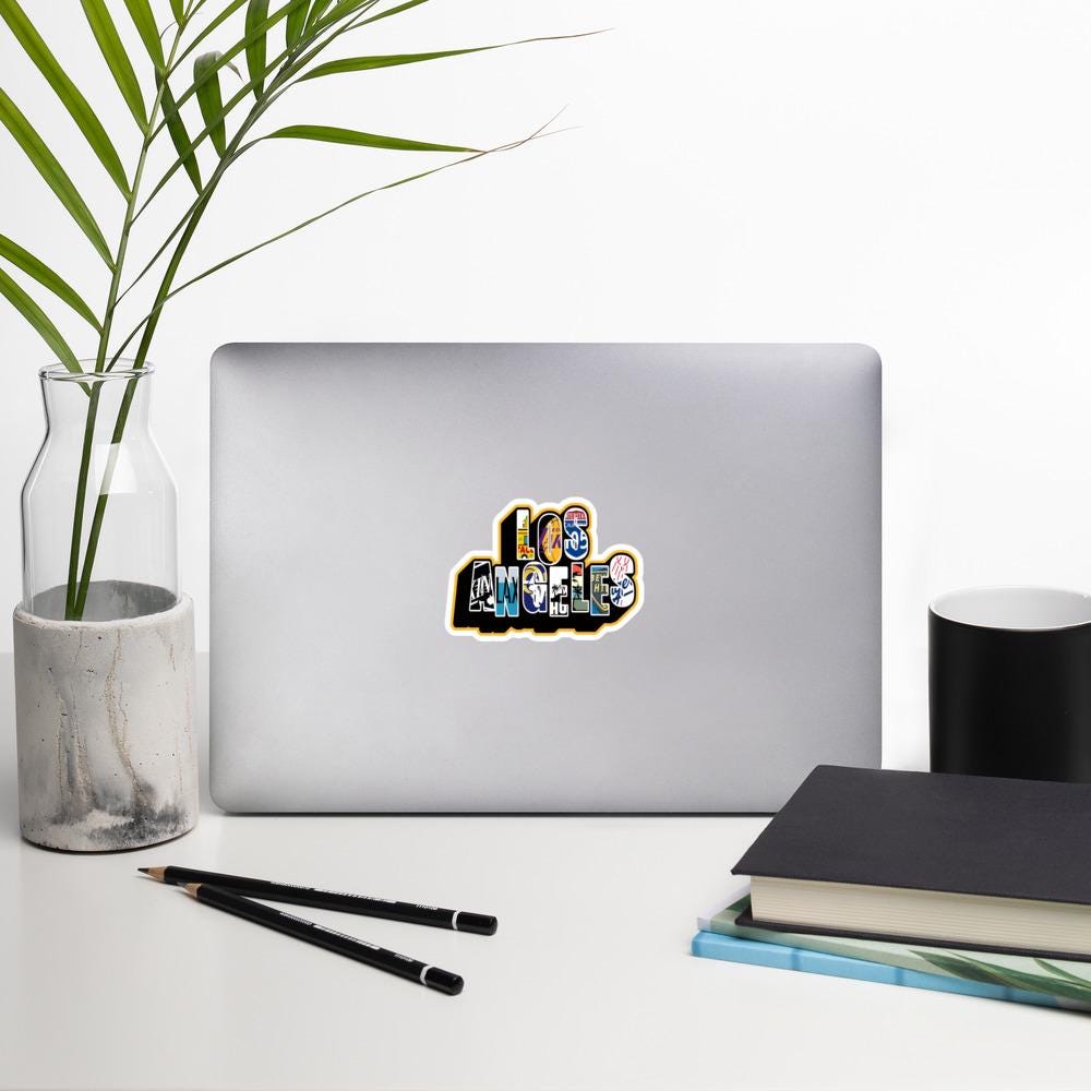Los Angeles Sports Teams Sticker, LA Dodgers Sticker, Lakers Vinyl Decal, Clippers Fan Gift, Rams Sticker, City of Angels