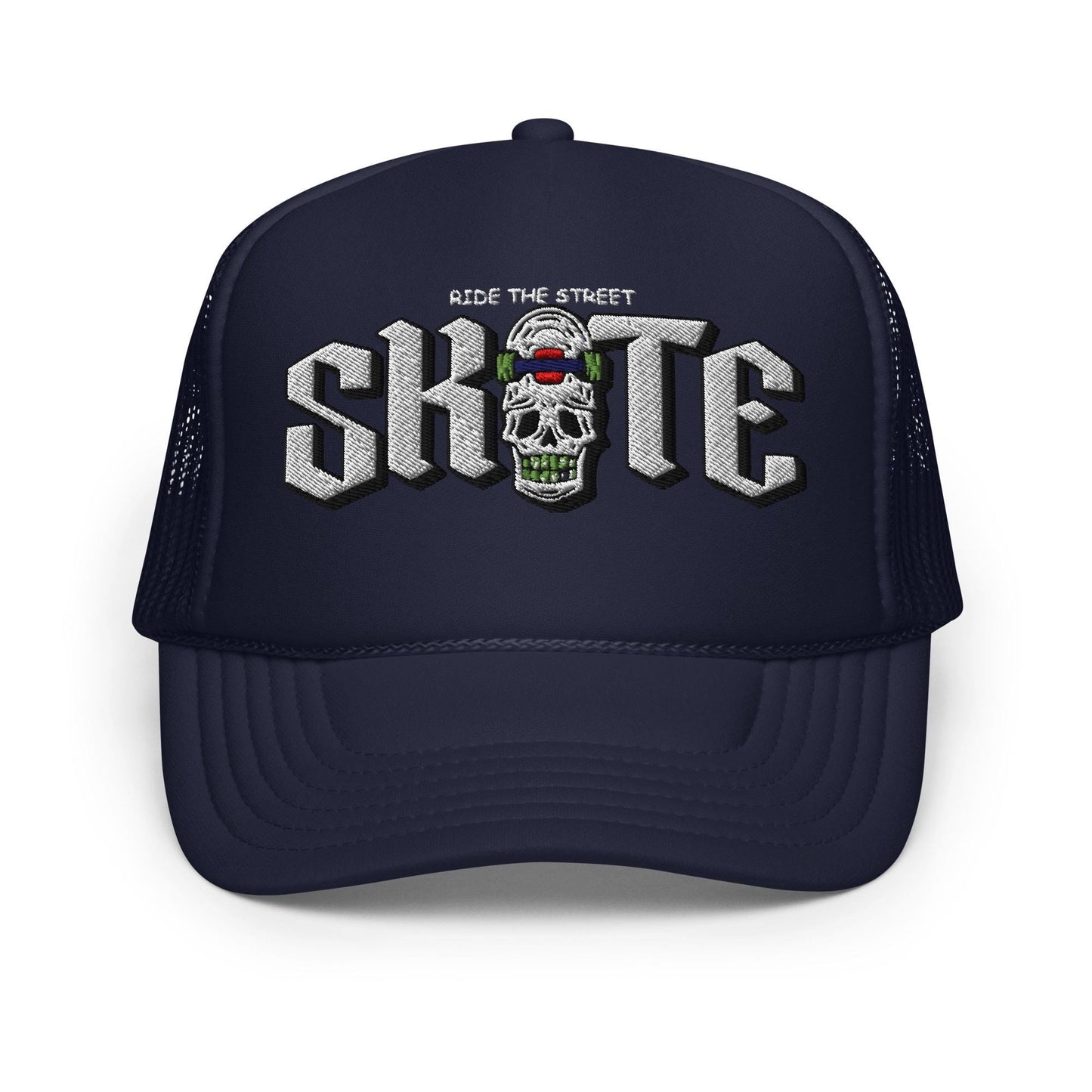 Exclusive Foam Trucker Hat, New City Design Cap, Skull Skateboard Style, Gift for Skaters, Streetwear Hat
