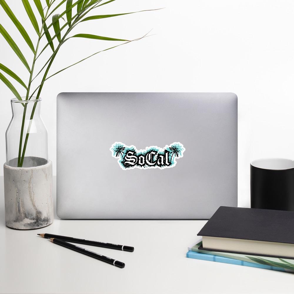 So Cal Sticker, Southern California Decal, Beach Vibes Sticker, Travel Souvenir, Laptop Sticker, Gift for Travelers