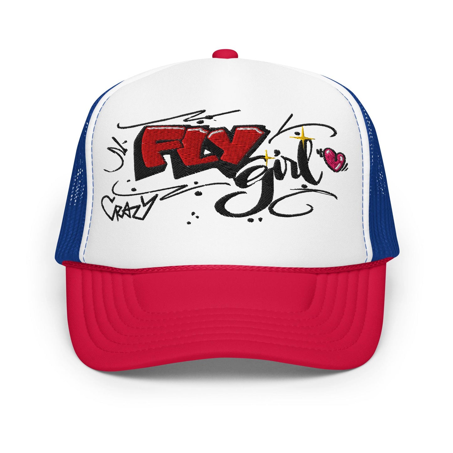 Fly Girl Foam Trucker Hat, Trendy Snapback, Mesh Cap, Outdoor Headwear, Summer Cap, Cool Hat, Casual Style, Gift