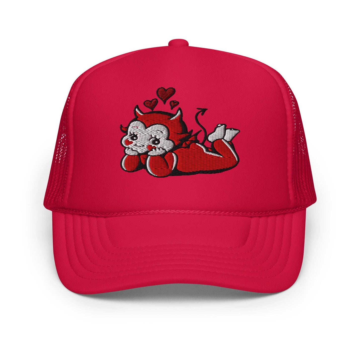 Little Devil Trucker Hat, Funny Foam Hat, Playful Mesh Snapback, Gag Gift Hat, Headwear for Fun, Gift for Her