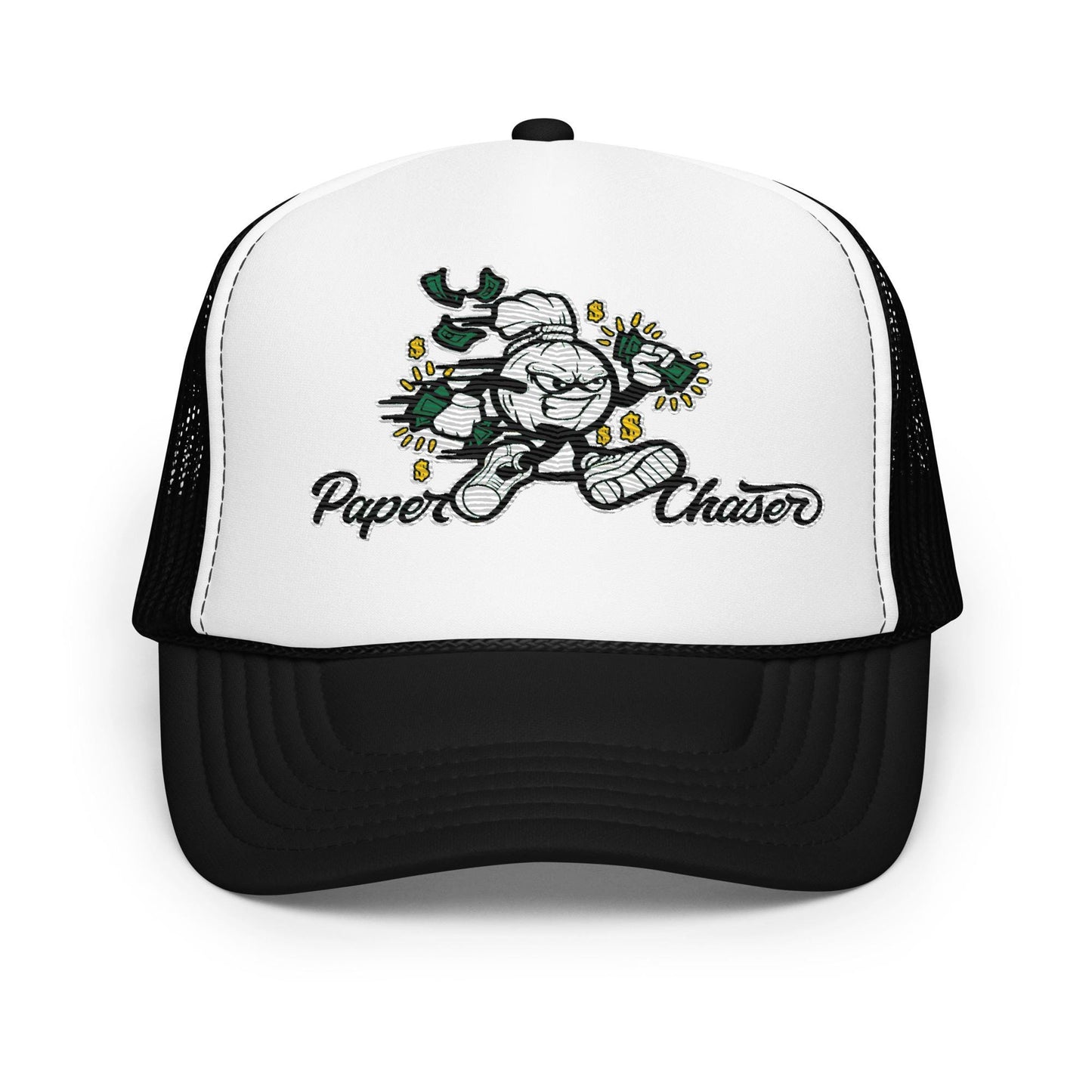 Paper Chaser Foam Trucker Hat, Mesh Back Cap, Unisex Fashion Hat, Stylish Headwear, Vintage Style, Casual Cap