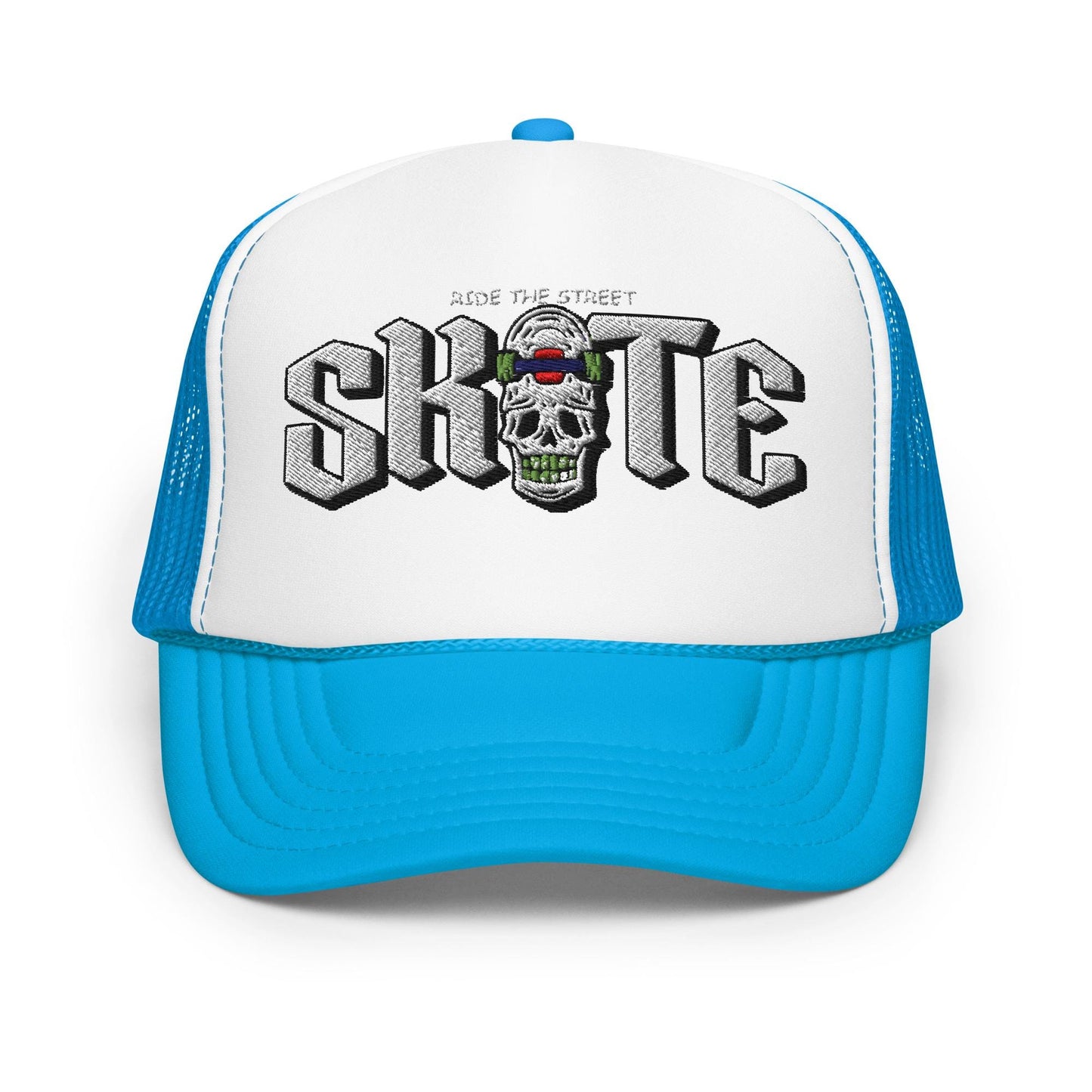 Exclusive Foam Trucker Hat, New City Design Cap, Skull Skateboard Style, Gift for Skaters, Streetwear Hat