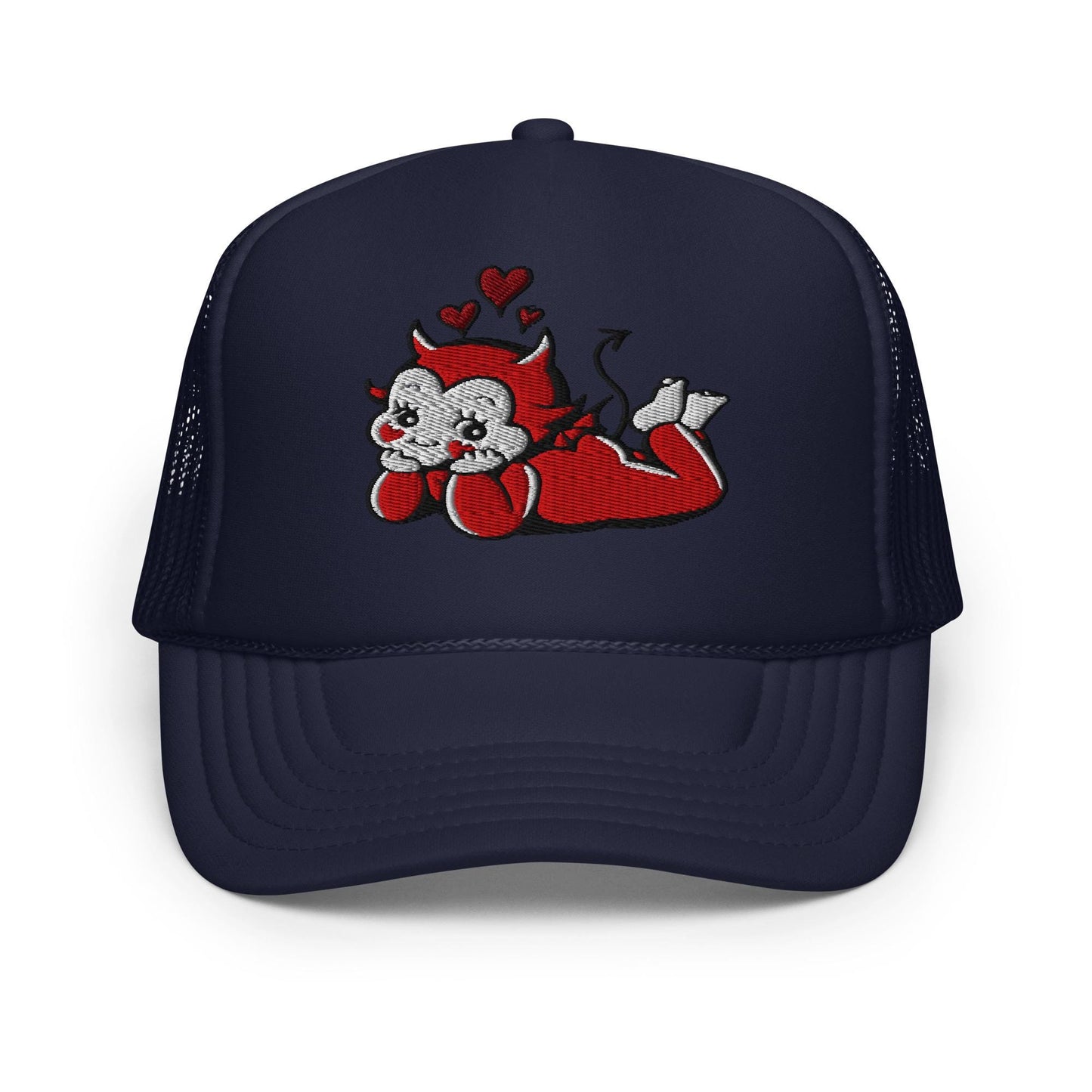 Little Devil Trucker Hat, Funny Foam Hat, Playful Mesh Snapback, Gag Gift Hat, Headwear for Fun, Gift for Her