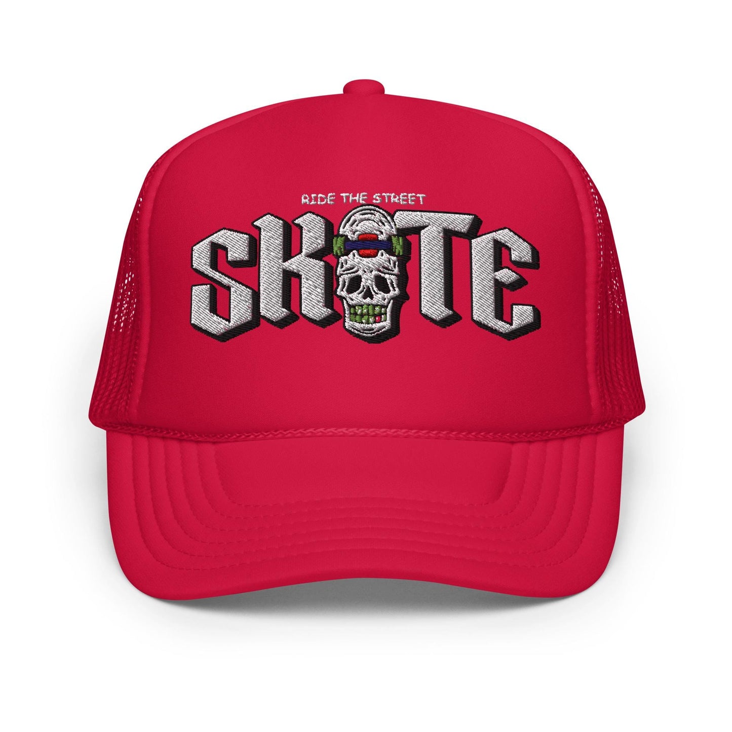 Exclusive Foam Trucker Hat, New City Design Cap, Skull Skateboard Style, Gift for Skaters, Streetwear Hat