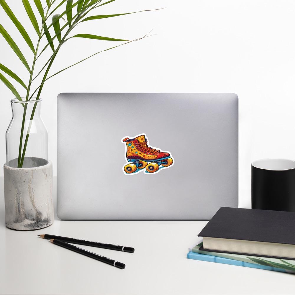 Roller Skate Sticker, Cute Skating Decal, Skateboard Sticker, Roller Derby Gift, Skate Gift, Skater Accessories