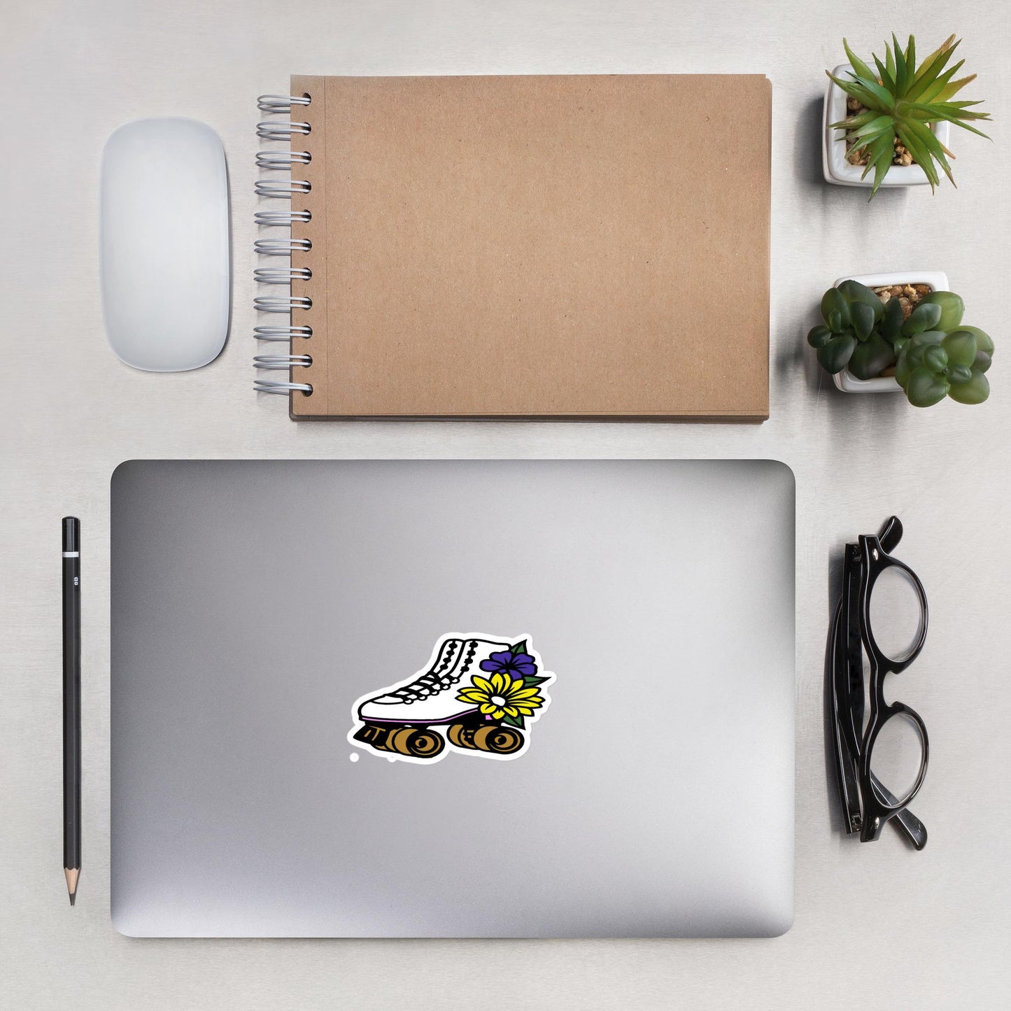 Roller Skate Sticker, Flower Sticker, Skater Decor, Floral Roller Skate Design, Cute Sticker, Sticker for Laptop
