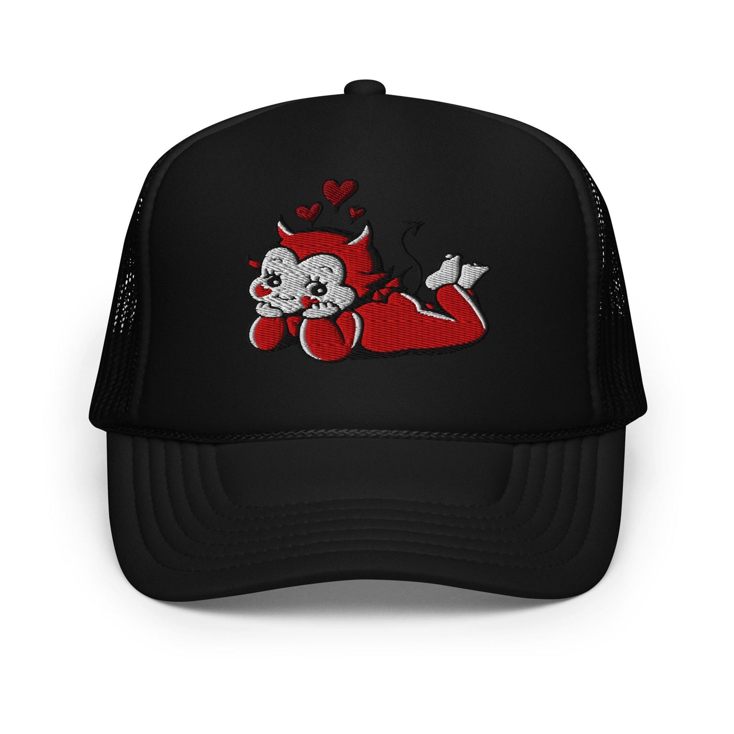 Little Devil Trucker Hat, Funny Foam Hat, Playful Mesh Snapback, Gag Gift Hat, Headwear for Fun, Gift for Her
