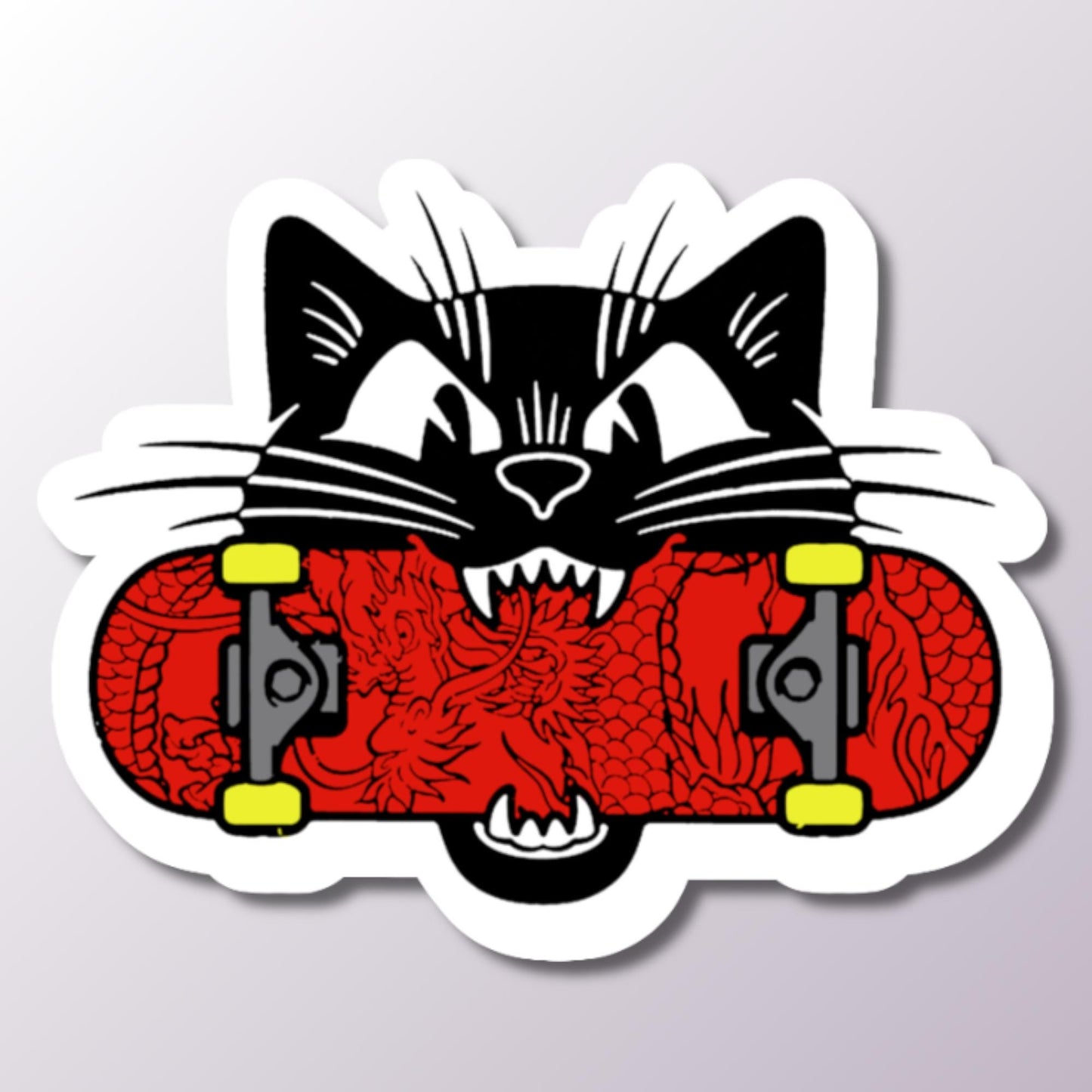 Black Cat Skateboard Sticker, Skateboard Decor, Cool Cat Decal, Vinyl Sticker, Cat Lover Gift, Skateboarding Sticker