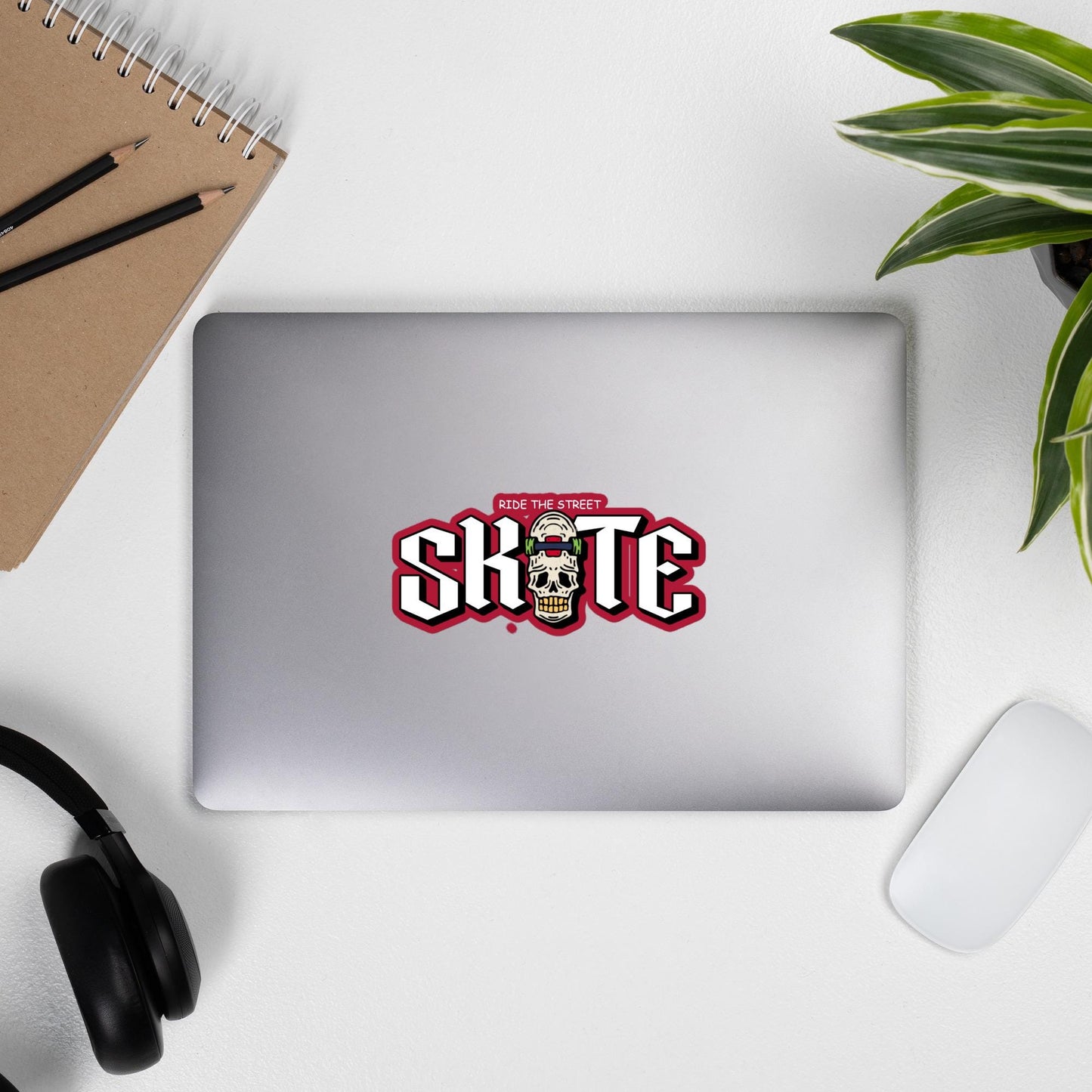 Skateboard Skull Sticker, Skull Decal, Skateboarding Stickers, Gift for Skater, Skater Decor, Laptop Decal