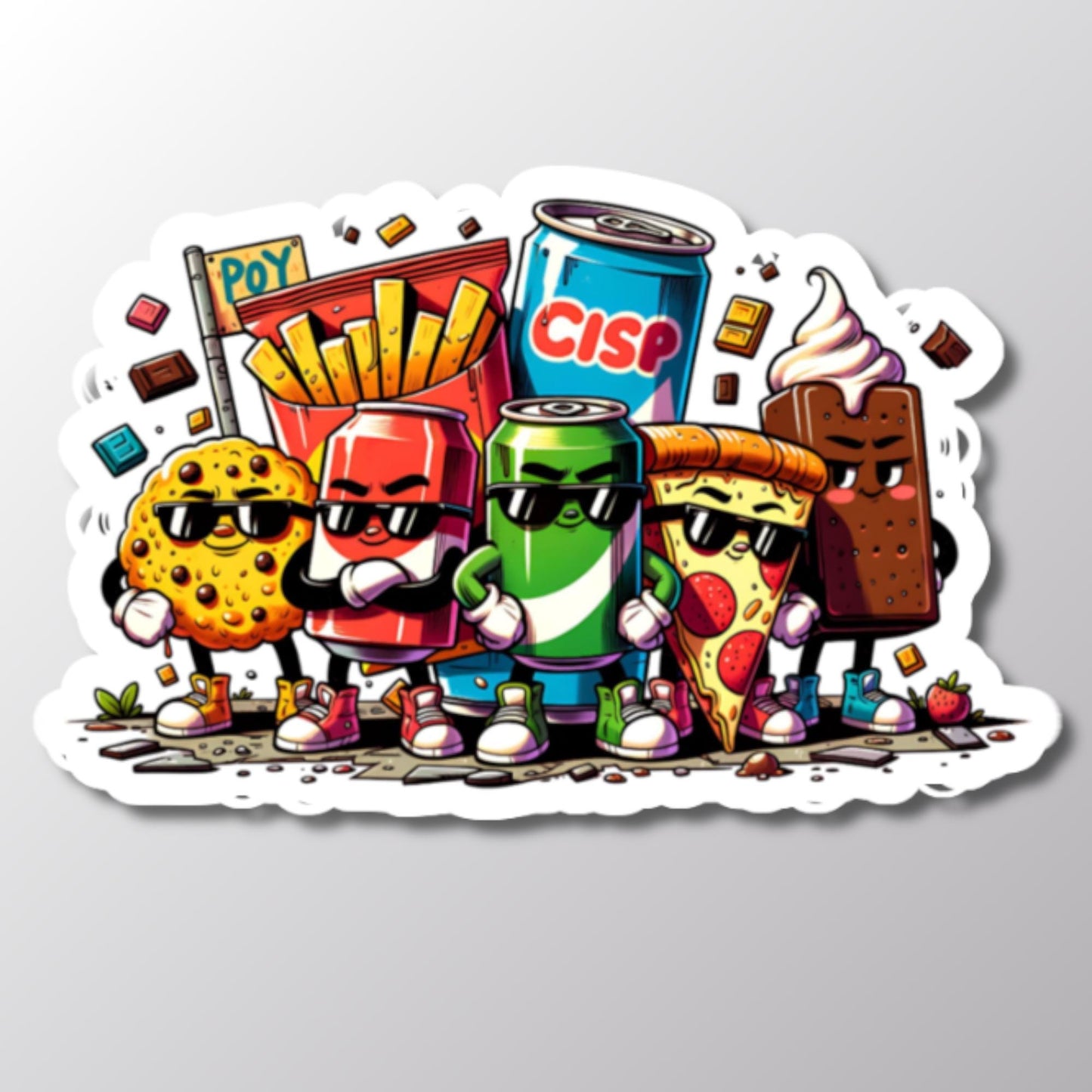 Snack Squad Sticker, Fun Food Sticker, Decorative Decal, Laptop Sticker, Gift for Friends, Notebook Sticker