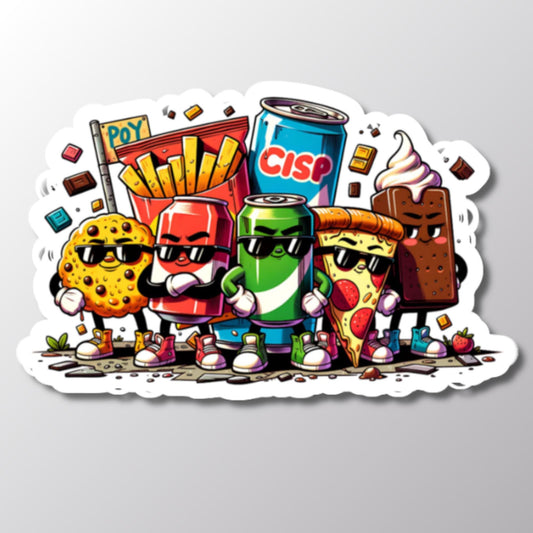 Snack Squad Sticker, Fun Food Sticker, Decorative Decal, Laptop Sticker, Gift for Friends, Notebook Sticker