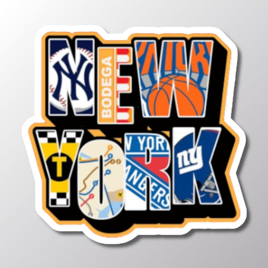 New York City Icons Sticker, NYC Landmark Decals, Travel Souvenir, City Emblem Stickers, Urban Art, Collectible