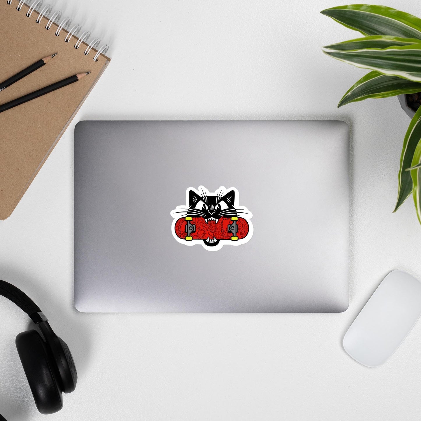 Black Cat Skateboard Sticker, Skateboard Decor, Cool Cat Decal, Vinyl Sticker, Cat Lover Gift, Skateboarding Sticker
