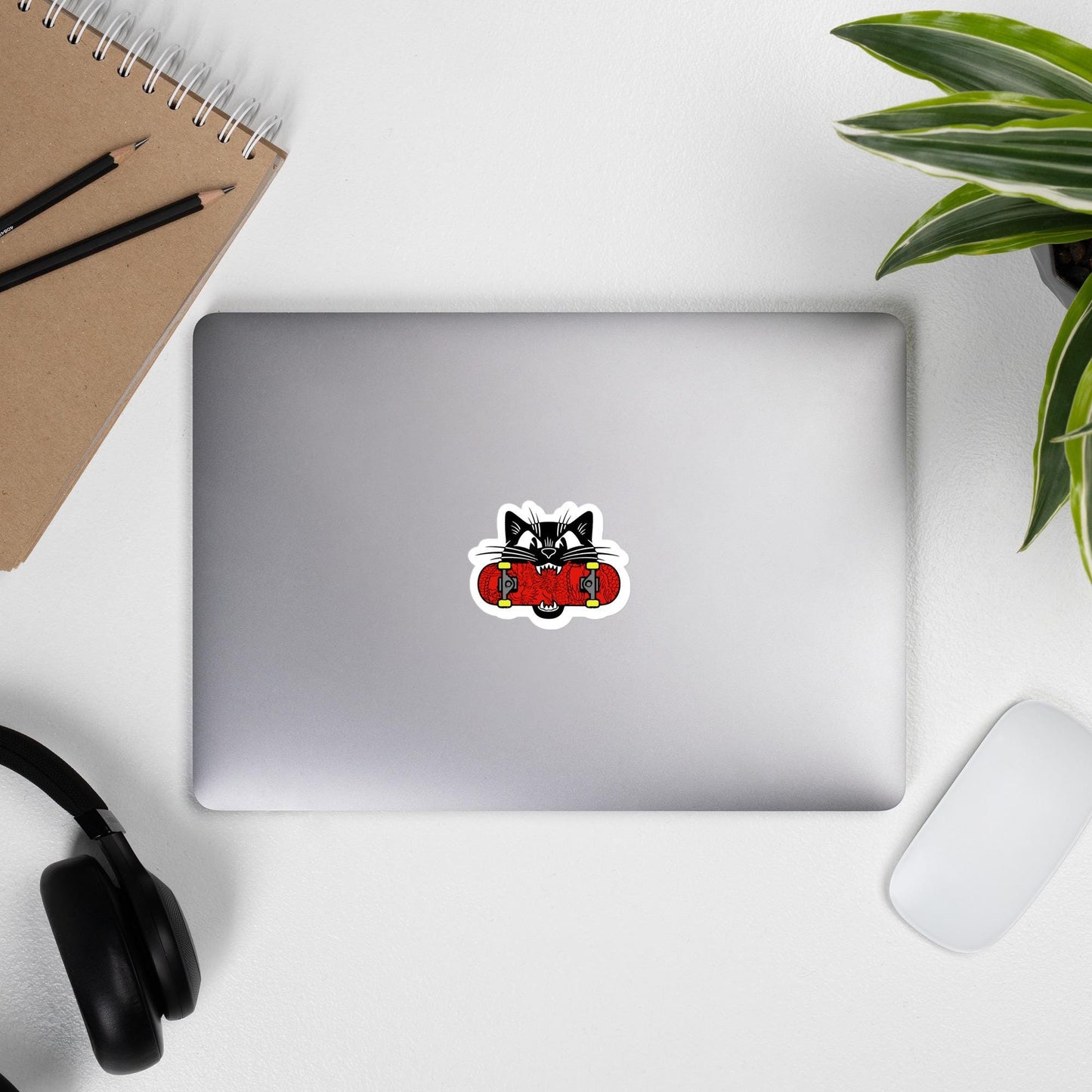 Black Cat Skateboard Sticker, Skateboard Decor, Cool Cat Decal, Vinyl Sticker, Cat Lover Gift, Skateboarding Sticker