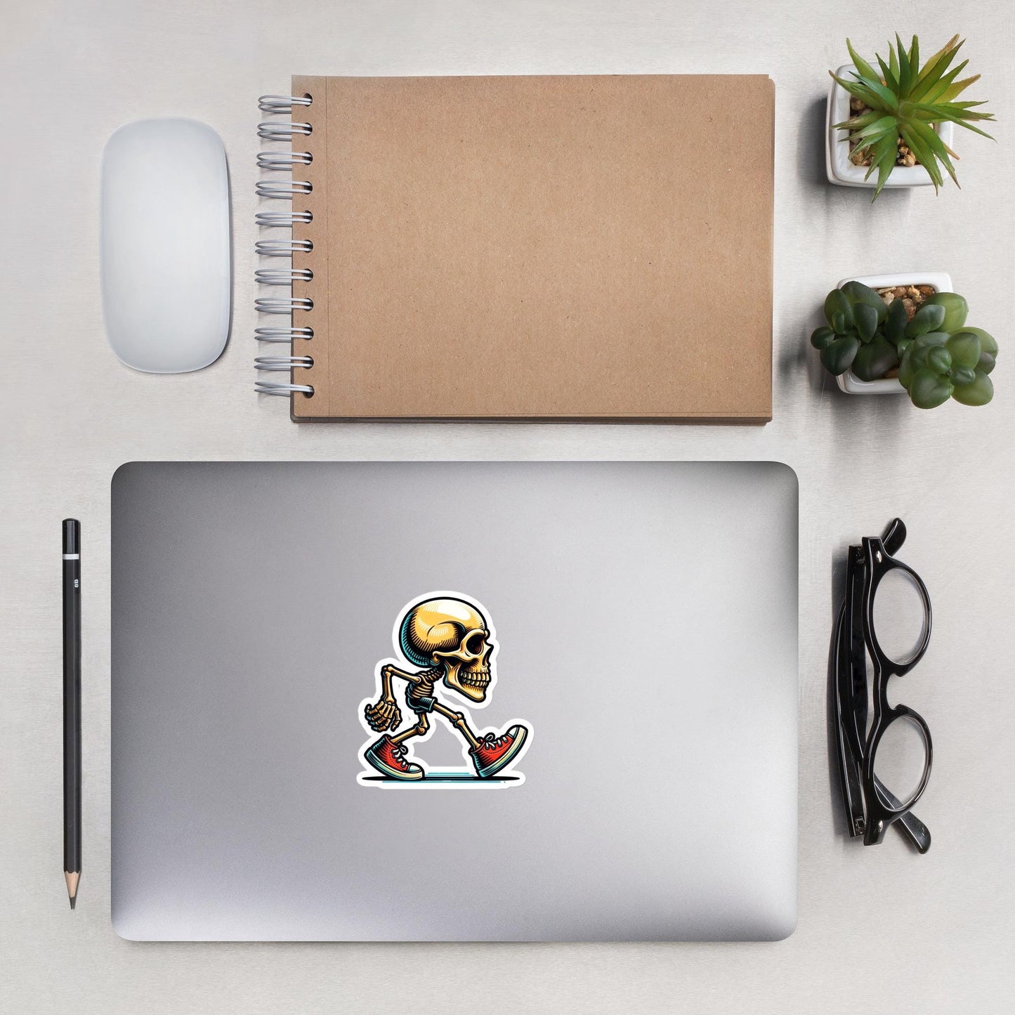 Walking Skull Sticker, Skull Decal, Walking Skull Art, Unique Vinyl Sticker, Halloween Sticker, Skull Gift