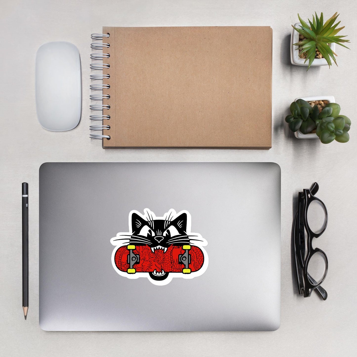 Black Cat Skateboard Sticker, Skateboard Decor, Cool Cat Decal, Vinyl Sticker, Cat Lover Gift, Skateboarding Sticker