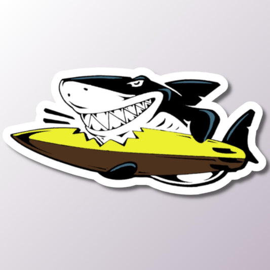 Shark Bite Sticker, Surfing Sticker, Surfer Decal, Ocean Sticker, Beach Lover Gift, Shark Fan Gift, Car Accessory
