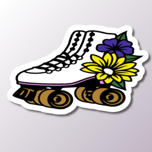 Roller Skate Sticker, Flower Sticker, Skater Decor, Floral Roller Skate Design, Cute Sticker, Sticker for Laptop