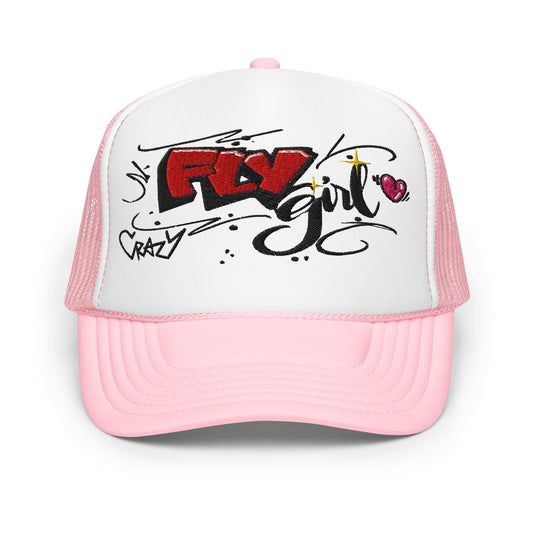 Fly Girl Foam Trucker Hat, Trendy Snapback, Mesh Cap, Outdoor Headwear, Summer Cap, Cool Hat, Casual Style, Gift