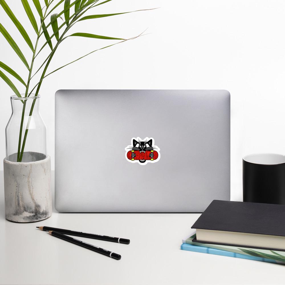Black Cat Skateboard Sticker, Skateboard Decor, Cool Cat Decal, Vinyl Sticker, Cat Lover Gift, Skateboarding Sticker