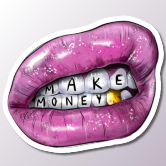 Lipps Sticker with Make Money Theme, Decorative Decal, Inspirational Sticker, Business Motivation, Success Gift