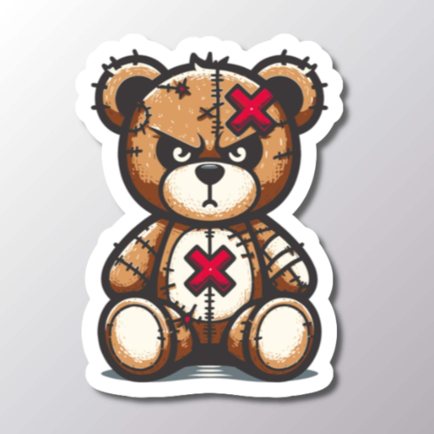 Bad Teddy Bear Sticker, Cute Bear Sticker, Laptop Decal, Bear Art Decoration, Gift for Kids, Fun Sticker