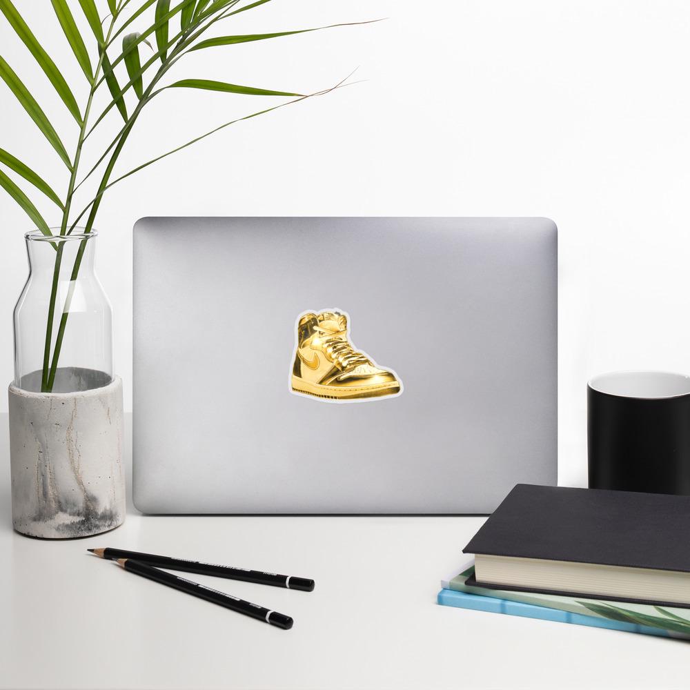 Gold Jordan Sneaker Decal, Sneaker Lover Sticker, Fashionable Shoe Sticker, Unique Sticker, Vinyl Art