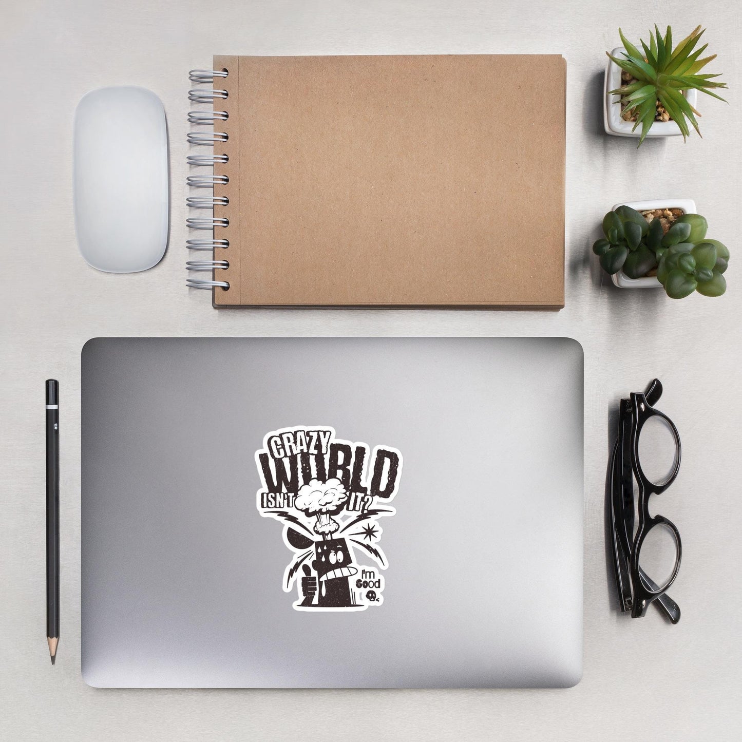 Retro Crazy World Sticker, Vinyl Decal, Car Sticker, Notebook Sticker, Trendy Stickers, Custom Gift