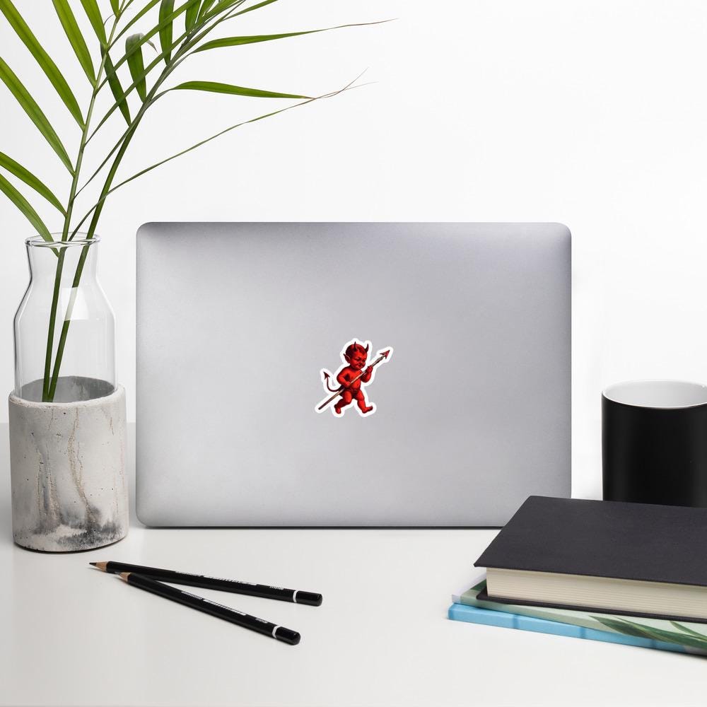 Little Red Devil Sticker, Vinyl Sticker, Red Devil Decal, Cute Devil Sticker, Halloween Sticker, Fun Accessory