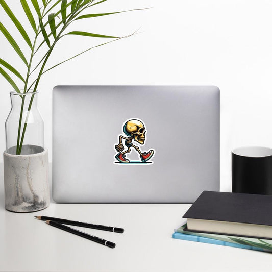 Walking Skull Sticker, Skull Decal, Walking Skull Art, Unique Vinyl Sticker, Halloween Sticker, Skull Gift
