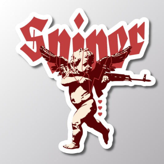 Sniper Cupid Stickers, Cupid with Machine Gun, Love Sniper Decals, Scrapbook Stickers, Valentine's Stickers, Planner Decor