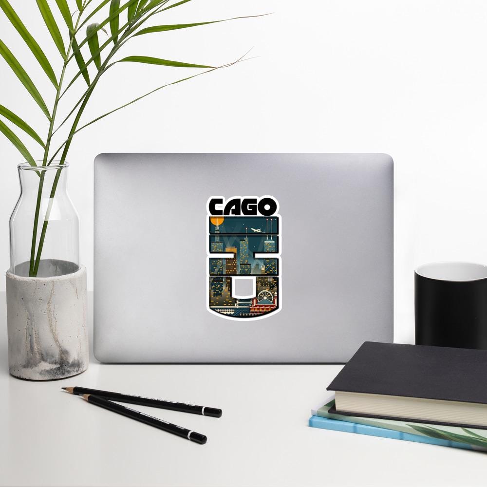 Chicagoland Sticker, Urban Art Decal, Chicago Souvenir, Laptop Sticker, Travel Gift, City Decoration