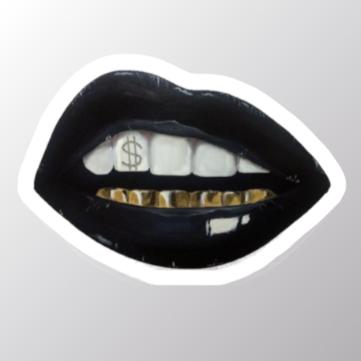 Sticker of Gold Teeth, Dollar Sign Decal, Money Symbol Vinyl, Funny Laptop Sticker, Unique Gift, Custom