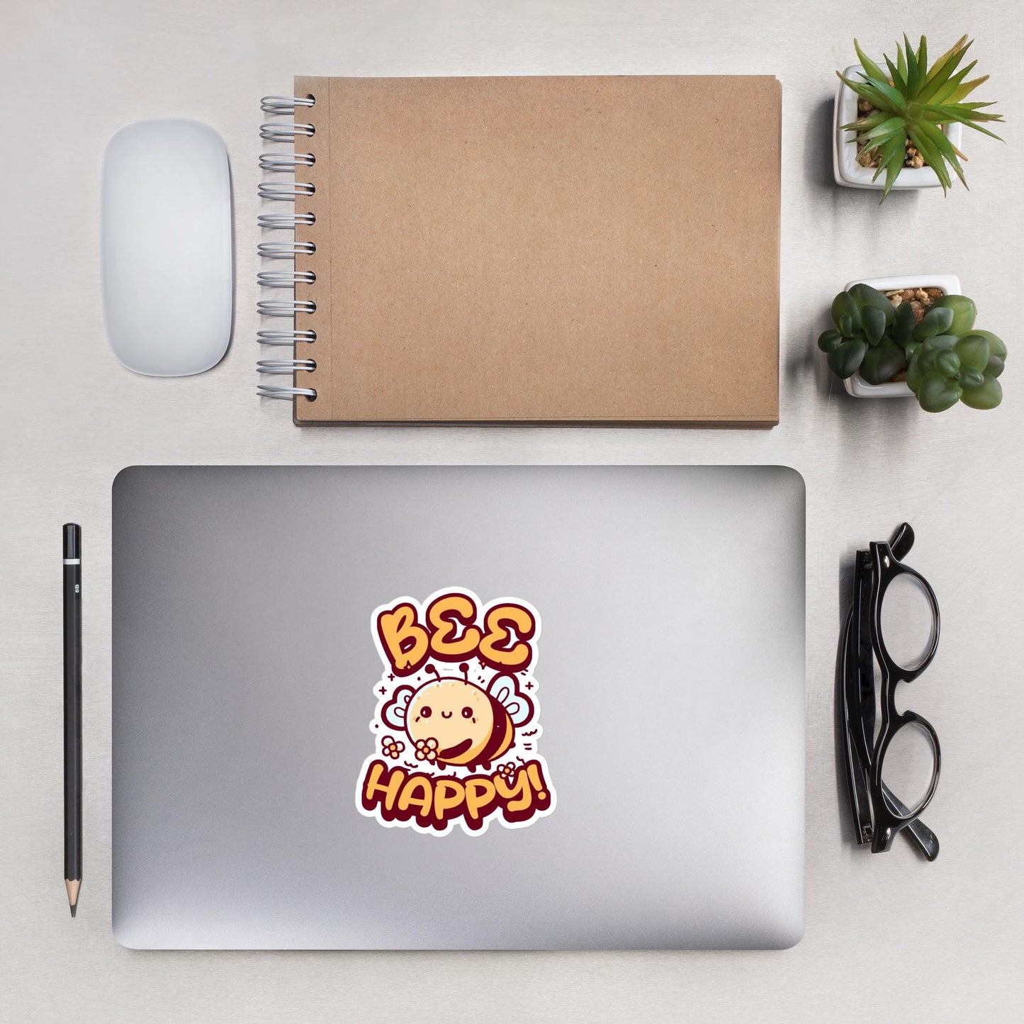 Bee Happy Sticker, Happy Bee Decal, Motivational Sticker, Bee Lover Gift, Cute Bee Design, Laptop Sticker