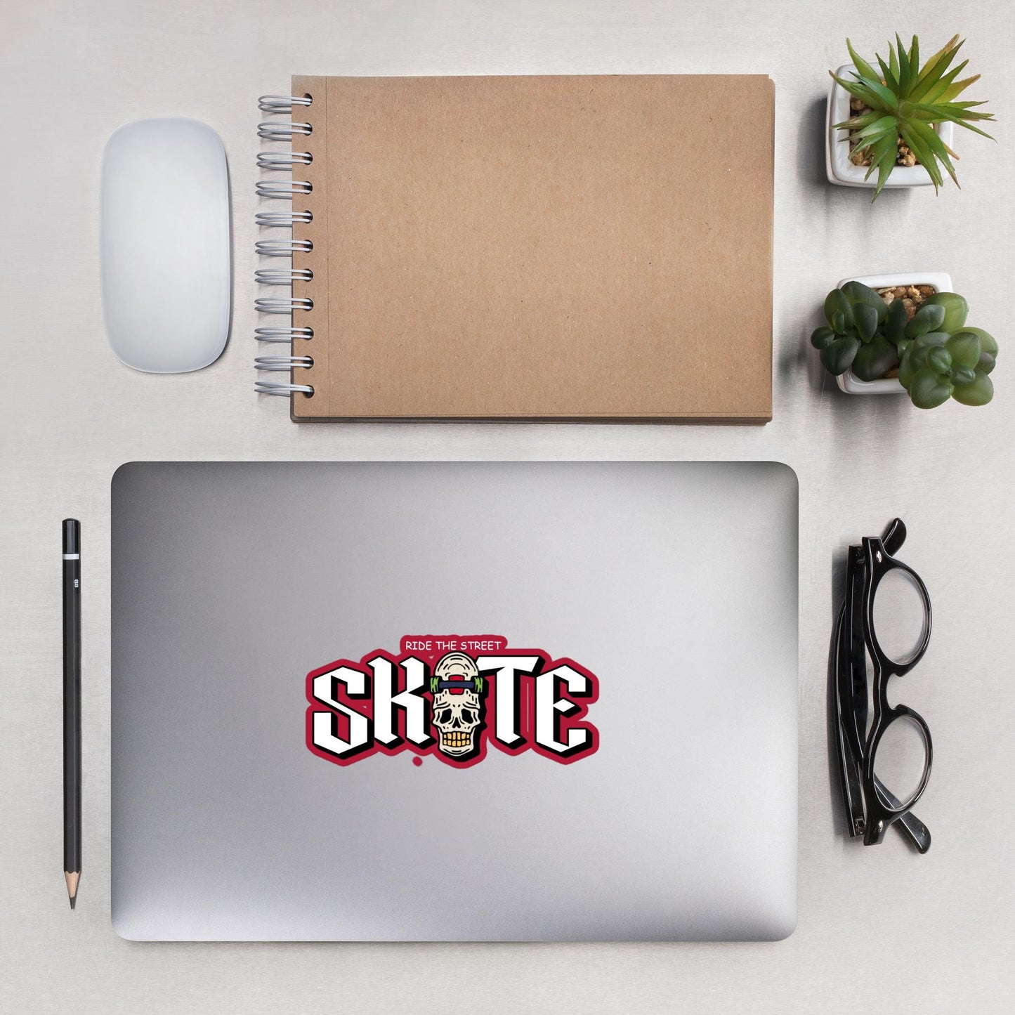 Skateboard Skull Sticker, Skull Decal, Skateboarding Stickers, Gift for Skater, Skater Decor, Laptop Decal