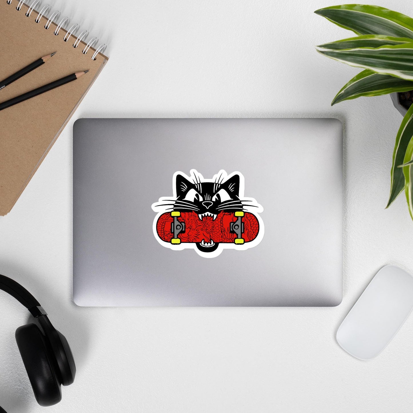 Black Cat Skateboard Sticker, Skateboard Decor, Cool Cat Decal, Vinyl Sticker, Cat Lover Gift, Skateboarding Sticker