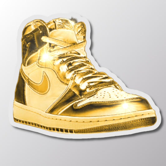 Gold Jordan Sneaker Decal, Sneaker Lover Sticker, Fashionable Shoe Sticker, Unique Sticker, Vinyl Art