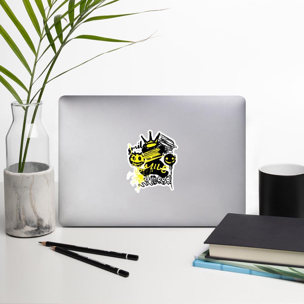 Smile Decal, Emoticon Sticker, Happy Face Sticker, Laptop Sticker, Vinyl Decal, Planner Sticker