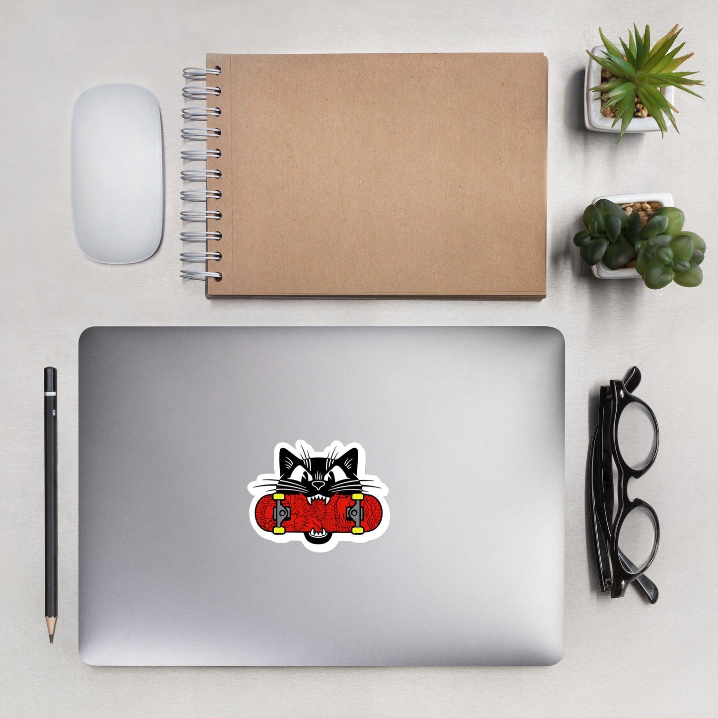 Black Cat Skateboard Sticker, Skateboard Decor, Cool Cat Decal, Vinyl Sticker, Cat Lover Gift, Skateboarding Sticker