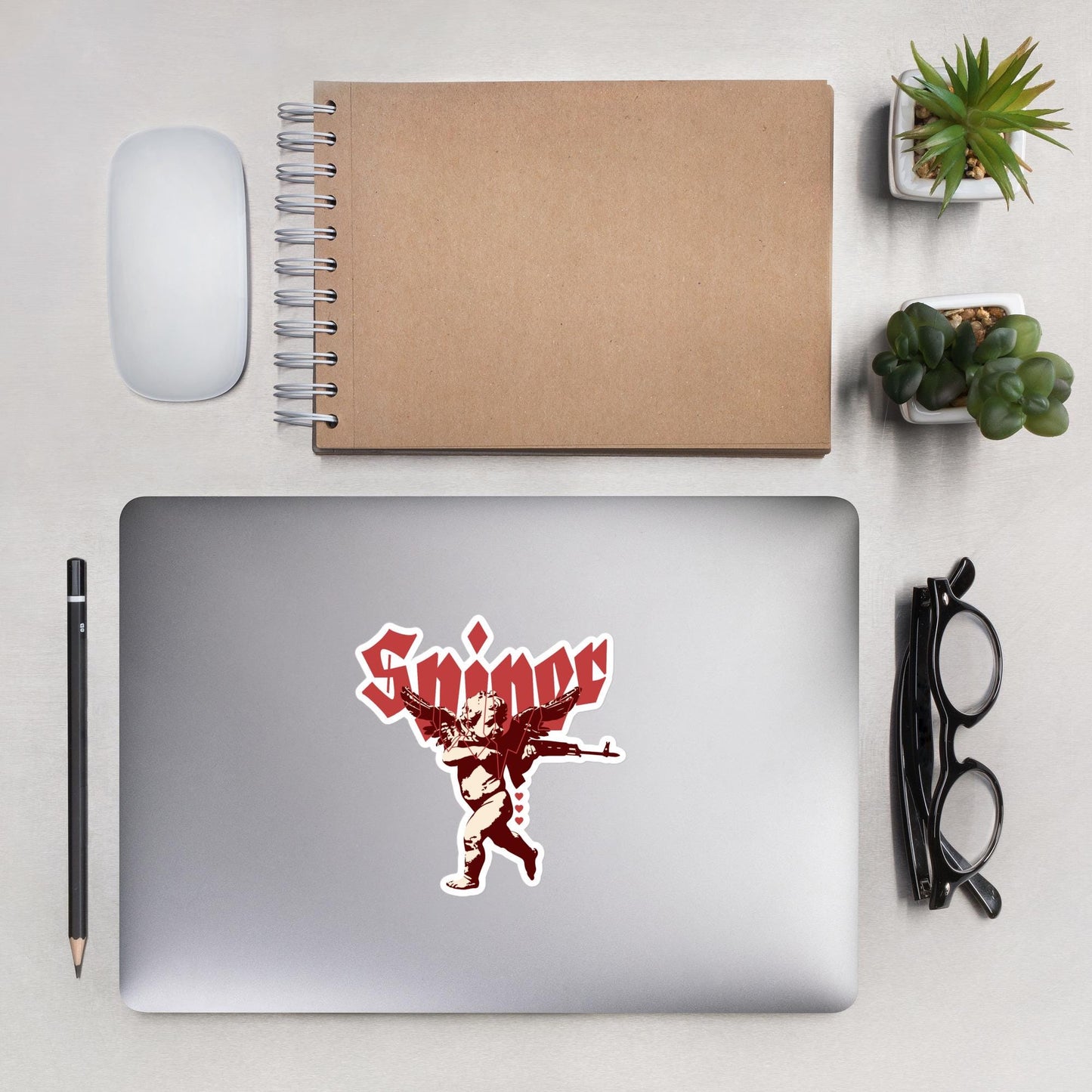 Sniper Cupid Stickers, Cupid with Machine Gun, Love Sniper Decals, Scrapbook Stickers, Valentine's Stickers, Planner Decor